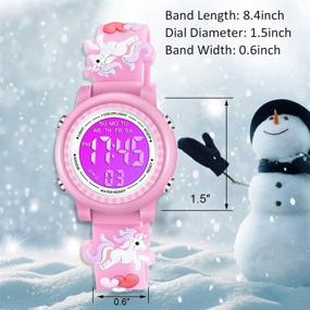 img 1 attached to 👧 Venhoo Kids Watches - 3D Cartoon Waterproof Wrist Digital Watch with 7 Color Lights, Alarm, Stopwatch - Perfect for 3-10 Year Old Girls, Little Children