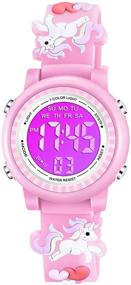 img 4 attached to 👧 Venhoo Kids Watches - 3D Cartoon Waterproof Wrist Digital Watch with 7 Color Lights, Alarm, Stopwatch - Perfect for 3-10 Year Old Girls, Little Children