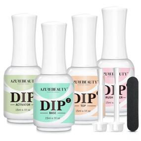 img 4 attached to 🎉 Complete Set: Azurebeauty Dip Powder Liquid Set - Base, Top Coat, Activator, Brush Saver for Starter Dip Powder Nail Kit - No Nail Lamp Needed - 15ml/0.5oz