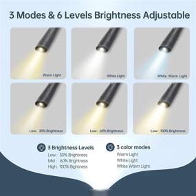 img 1 attached to 🔦 Rechargeable LED Neck Reading Light with 6 Brightness Levels, 2 Flexible Arms & Comfortable Wear - Ideal for Reading, Knitting, Camping, Repairing, Crafting - Grey