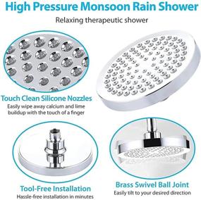 img 2 attached to 🚿 Experience Luxurious Showers with JibHome High-Pressure Fixed Bathroom Showerhead - Adjustable Metal Swivel Ball Joint for Unmatched Flow Even at Low Water (A)