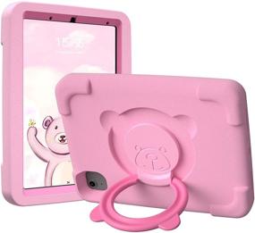 img 4 attached to 👧 PZOZ iPad Kids Case: Shockproof Rotating Handle Cute Cover for iPad Air 4th Gen (10.9 inch, 2020) - Heavy Duty Protection for Boys and Girls in Pink