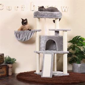 img 2 attached to 🐱 Premium Hey-bro 40.5-Inch Cat Tree: Full Sisal Posts, Scratching Board, Padded Plush Perch & Cozy Basket