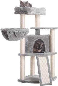 img 3 attached to 🐱 Premium Hey-bro 40.5-Inch Cat Tree: Full Sisal Posts, Scratching Board, Padded Plush Perch & Cozy Basket