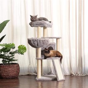 img 1 attached to 🐱 Premium Hey-bro 40.5-Inch Cat Tree: Full Sisal Posts, Scratching Board, Padded Plush Perch & Cozy Basket