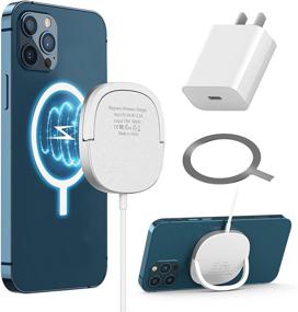 img 4 attached to ⚡ Magnetic Wireless Charger: Qi Certified Fast Charging Pad for iPhone 12/12 Mini/12 Pro Max/AirPods with QC3.0 Adaptor