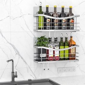 img 3 attached to 🚿 ODesign Shower Caddy with Removable Hooks - Adhesive Bathroom Shelf Organizer, Rustproof SUS304 Multi-Purpose Storage Basket for Kitchen Spice Racks - 2 Pack