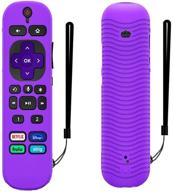 📱 purple silicone case with lanyard for roku voice remote pro 2021 - replacement cover logo