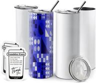 🥤 istoyo 4 pack sublimation blanks tumblers 20 oz skinny straight with metal straws - tumbler care cards included! ideal for mug press sublimation machine and printing logo