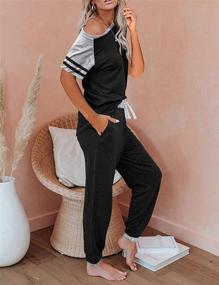 img 3 attached to AUTOMET Lounge Sets - Women's Two Piece Outfits: Loungewear Short Sleeve Crewneck Jogger Pajama Set with Sweatpants Tracksuit