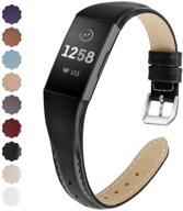 👨 nanw genuine leather bands compatible with fitbit charge 4/3 - stylish wristband replacement for men and women logo