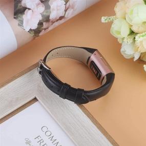 img 1 attached to 👨 NANW Genuine Leather Bands Compatible with Fitbit Charge 4/3 - Stylish Wristband Replacement for Men and Women