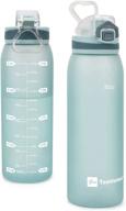 💧 teentumn 30oz sport water bottle with time markers - large, durable gym plastic bottle tritan bpa free for fitness, outdoor enthusiasts - leakproof design logo