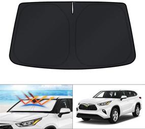 img 4 attached to 🌞 2020-2022 Toyota Highlander KUST Custom Fit Windshield Sun Shade - Foldable Sun Visor Protector, Blocks UV Rays & Keeps Your Car Cooler