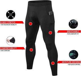 img 1 attached to 🏋️ Men's Compression Pants with Pockets - 2 Pack | Workout Tights for Football, Running, Yoga, Gym | Active Dry Fit Sports Base Layer