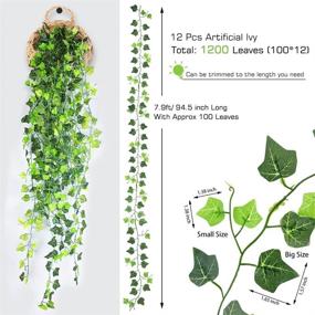 img 2 attached to 🌿 Придайте своему пространству шарм с помощью 12 штук искусственных виноградных лоз Иви длиной 95 футов: поддельные лозы с 32,8 футовыми гирляндами из 100 светодиодных огней, пультом дистанционного управления, кабельными стяжками - идеально подходит для свадьбы, вечеринки, дома, сада, офиса, декора в помещении и на открытом воздухе.