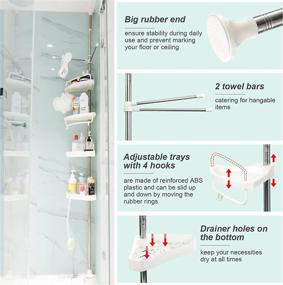 img 2 attached to 🚿 Organize Your Shower with the Soumns Standing Shower Caddy Corner Bathroom Organizer, Rustproof 10Ft Shower Storage Tension Pole in White