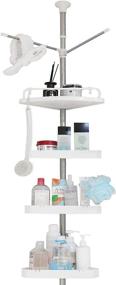 img 4 attached to 🚿 Organize Your Shower with the Soumns Standing Shower Caddy Corner Bathroom Organizer, Rustproof 10Ft Shower Storage Tension Pole in White