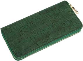 img 4 attached to Versatile Geometric Print Zip Around Wallet - Stylish Card Phone Slot Zipper Purse Options: Chevron, Cork, Crochet, Camo, Stripe, American Flag (Cork - Green)