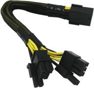 💡 кабель-адаптер comeap с разъемами gpu vga pcie 8 pin female к двойному 2x 8 pin (6+2) male - кабель высокого качества, с оплеткой, разветвляющийся (9 дюймов/23 см) логотип