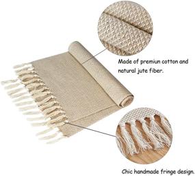 img 3 attached to 🏡 Wracra Braided Cotton Linen Table Runners 90 inches Long Farmhouse Burlap Table Runner, Jute Rustic Table Decor Ideal for Holiday Parties and Daily Use (Waffle, 13 × 90 Inch)