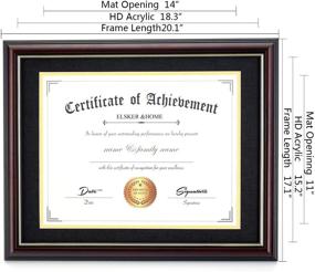 img 1 attached to 🍒 ELSKER&amp;HOME Classic Cherry Wood Diploma Frame: Elegant Wall Mount Display for 11x14 Documents/Certificates with Acrylic Plate and Double Mat (Black Mat with Golden Rim)