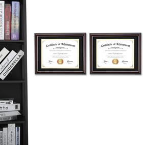 img 2 attached to 🍒 ELSKER&amp;HOME Classic Cherry Wood Diploma Frame: Elegant Wall Mount Display for 11x14 Documents/Certificates with Acrylic Plate and Double Mat (Black Mat with Golden Rim)