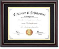 🍒 elsker&amp;home classic cherry wood diploma frame: elegant wall mount display for 11x14 documents/certificates with acrylic plate and double mat (black mat with golden rim) логотип