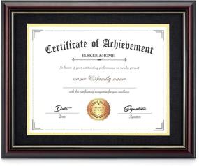 img 4 attached to 🍒 ELSKER&amp;HOME Classic Cherry Wood Diploma Frame: Elegant Wall Mount Display for 11x14 Documents/Certificates with Acrylic Plate and Double Mat (Black Mat with Golden Rim)