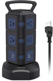 img 4 attached to JACKYLED Power Strip Tower Surge Protector: 10 AC Outlets, 4 USB Ports, 6.5ft Extension Cord - Ideal for Home Office, Dorm, Desktop Computers in Black Dark Blue