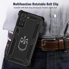 img 2 attached to Ruky Samsung Galaxy S21+ Plus 5G Case - Belt Clip, Ring Stand, Kickstand - Rugged Heavy Duty Military Grade Protection