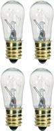 💡 pack of 4 - 6-watt s6 incandescent light bulbs with clear finish, 2700k warm white, e12 (candelabra) base, 120 volt logo