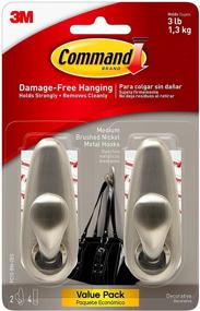 img 4 attached to Command Medium Forever Classic Metal Hook, Brushed Nickel, 2-Hooks - Damage-Free Decorating Solution!