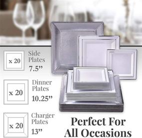 img 2 attached to 🍽️ Silver Spoons 20 Piece Charger Plate, Dinner Plate, and Side Plate Set - Dazzling Square Collection in Silver (1825) - All-Inclusive Dinnerware Kit