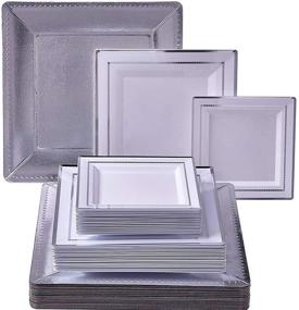 img 4 attached to 🍽️ Silver Spoons 20 Piece Charger Plate, Dinner Plate, and Side Plate Set - Dazzling Square Collection in Silver (1825) - All-Inclusive Dinnerware Kit