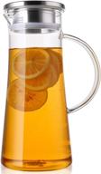 🥤 hedume 50 oz glass pitcher with lid, 1.5 liter hot and cold water jug, carafe for iced tea, wine, coffee, milk, and juice beverage logo