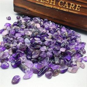 img 1 attached to 🐰 Tesh Care 2 LBS Tumbled Amethyst Crystal Chips with 2 Miniature Bunnies - Healing Home Indoor Decorative Stones