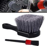 🧹 soft bristle car wheel & tire brush with detailing brush - efficiently cleans dirty tires, removes road grime and releases deep-seated dirt, short handle for effortless car rim cleaning logo