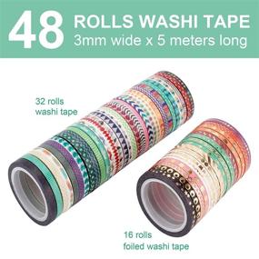 img 2 attached to Cute 48 Rolls Washi Tape Set | Foil Gold Thin Decorative Masking Washi Tapes | 3mm wide DIY Paper Tape for Crafts, Scrapbooking, Gift Wrapping, Planner | Best SEO-friendly Product Name