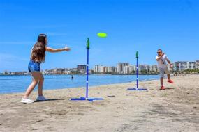 img 1 attached to Family Backyard Frisbee Bottle Game - Fun Outdoor Ring Toss Activity for Kids and Adults - Adjustable Poles for Flying Disk Throwing - Easy Set Up Lawn Game