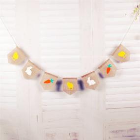 img 3 attached to 🥕 Add a Rustic Touch to Your Easter Decor with GOER's Natural Burlap Banner featuring Bunny, Carrot, and Chick Patterns