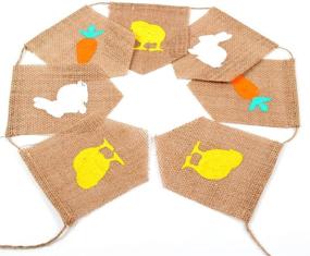img 2 attached to 🥕 Add a Rustic Touch to Your Easter Decor with GOER's Natural Burlap Banner featuring Bunny, Carrot, and Chick Patterns