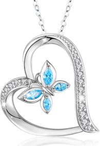 img 4 attached to 🦋 Exquisite AEONSLOVE Sterling Silver Butterfly Necklace: Heart Pendant Jewelry for Women, Girls Girlfriend; 18" Chain - Perfect Gift!