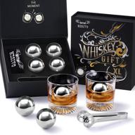 🥃 whiskey stones: unique gifts for men dad! christmas & birthday ideas for boyfriend, husband, grandpa - cool gadgets with 4 xl stainless steel ice balls! logo