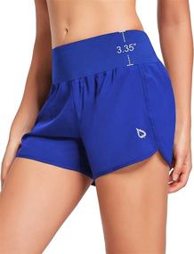 img 3 attached to 🏃 BALEAF Women's 4-Inch High-Waisted Running Shorts with Lining, Back Zipper Pocket - Quick-Dry Workout Gym Sportswear