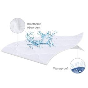 img 3 attached to 🛏️ Quilted Waterproof Pack n Play Mattress Protector: Premium 100% Cotton Playard Sheets, White