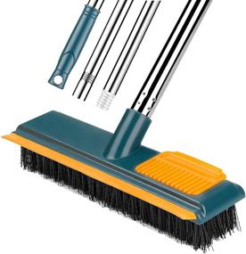 img 2 attached to Dowitter 2-in-1 Floor Scrub Brush with Comb Teeth and Squeegee for Effective Cleaning of Decks, Bathrooms, Tiles, and More!