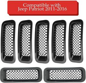 img 3 attached to 🚙 AVOMAR 7PCS Front Grill Mesh Insert Kit for 2011-2016 Jeep Patriot - Compatible & Stylish (Black)