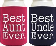 🎁 top aunt and uncle gift set 2 pack - can coolers, drink coolers in magenta and navy логотип