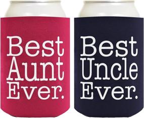 img 3 attached to 🎁 Top Aunt and Uncle Gift Set 2 Pack - Can Coolers, Drink Coolers in Magenta and Navy